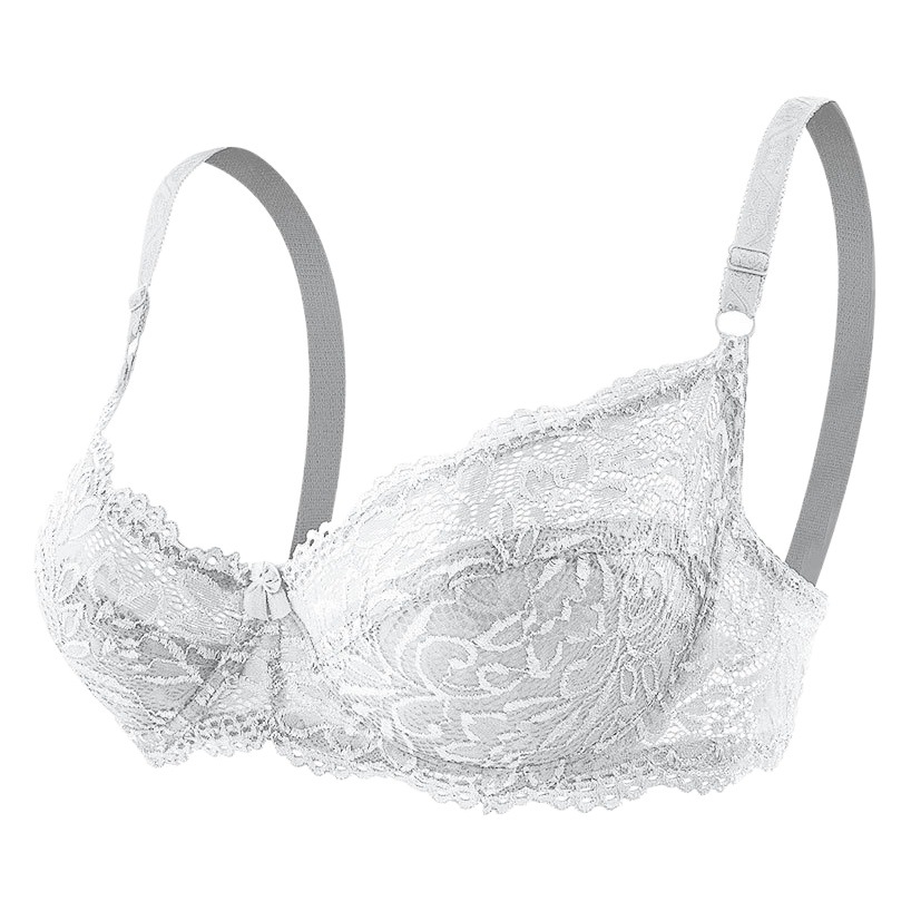 Foreign trade cross-border white lace bra with steel ring adjustable thin cotton Cup upper support comfortable women's small chest AB underwear