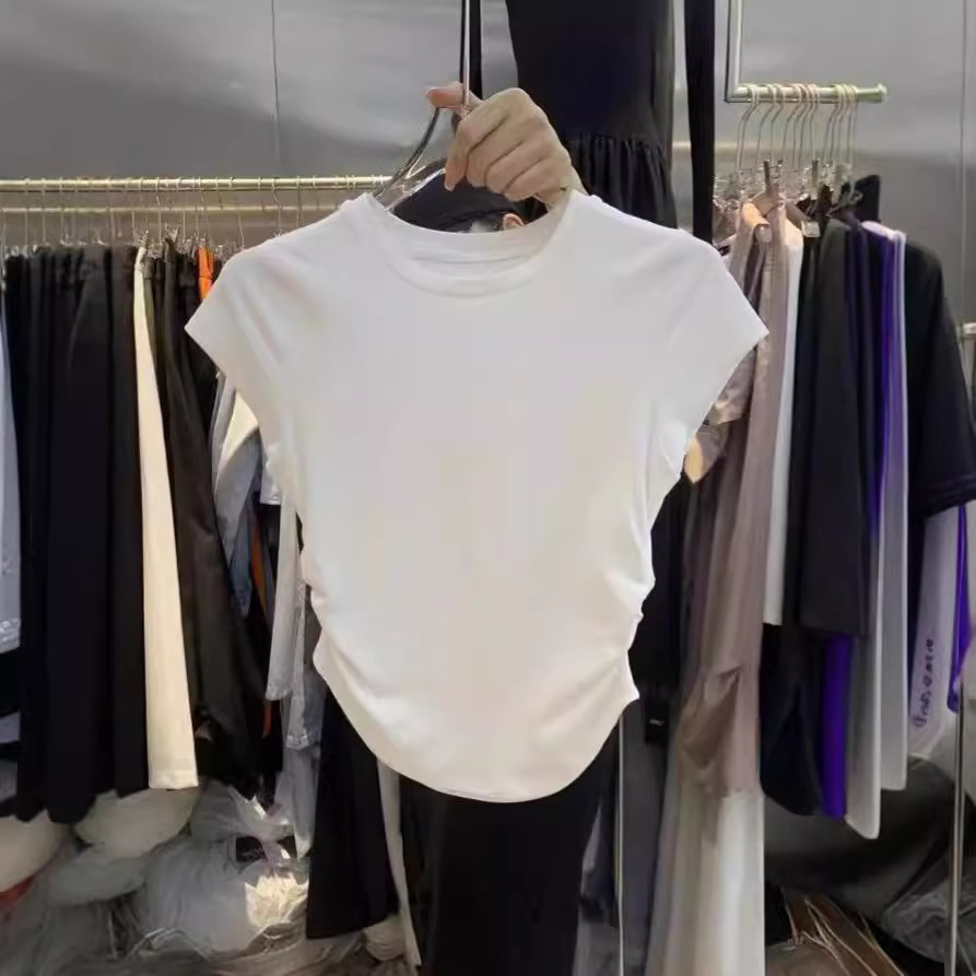 Picture of Spice Girls Pure Wants Tight Waist T-shirt Short-sleeved Women's 2025 Summer New Solid Color Base Pullover Slim-fit Short Top for Women
