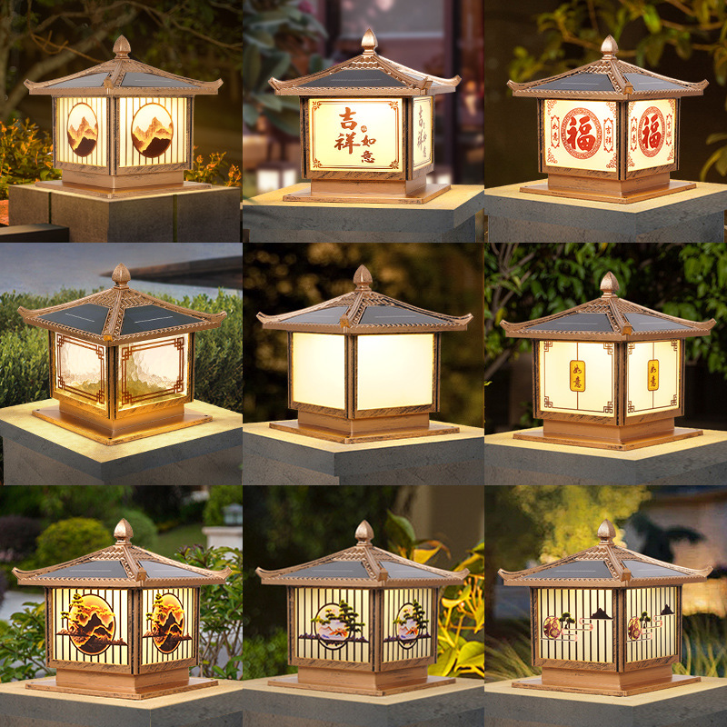 Solar Light Post Lamp Outdoor Waterproof Garden Lamp Garden Villa Enclosed Door Post Lamp Home Courtyard Street Lamp
