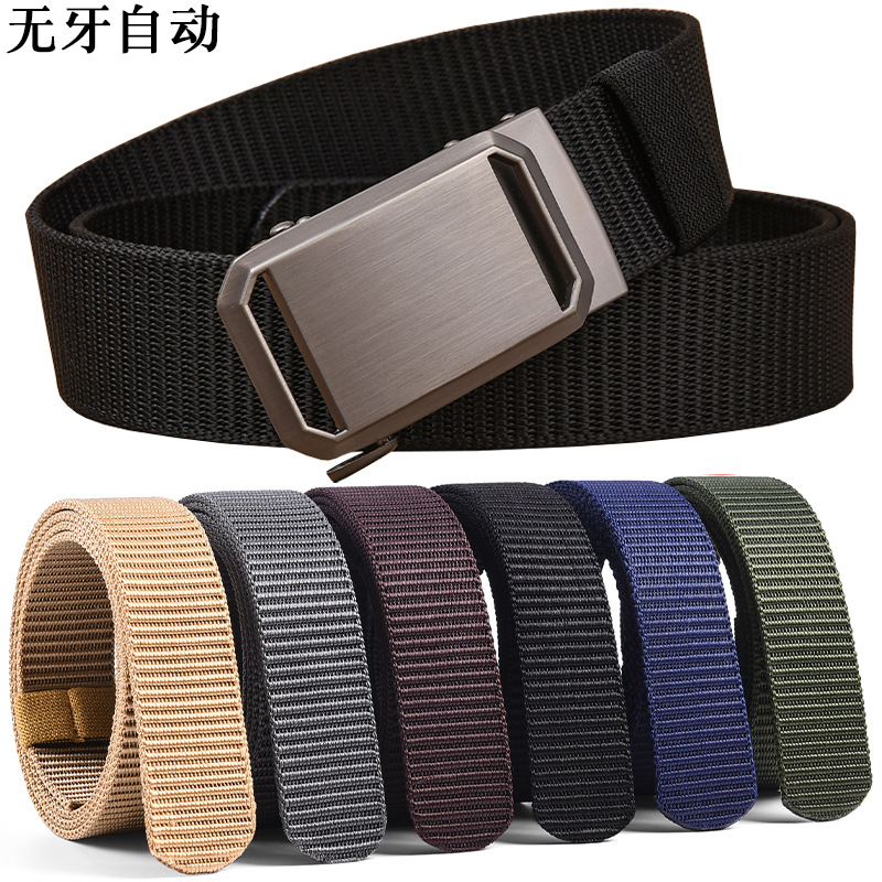 2025 New Toothless Automatic Buckle Cloth Belt Thickened Imitation Nylon Canvas Belt Versatile Casual Outdoor Belt Manufacturer