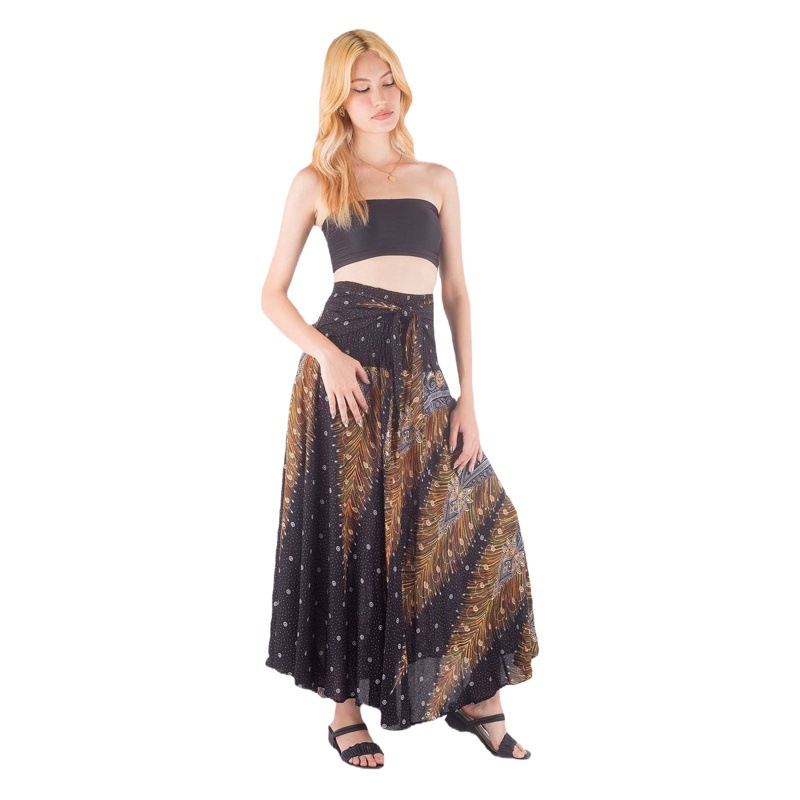 European and American Foreign Trade Summer New Product Amazon AliExpress Printing Lace-up Casual Large Swing Skirt/Beach Skirt for Women