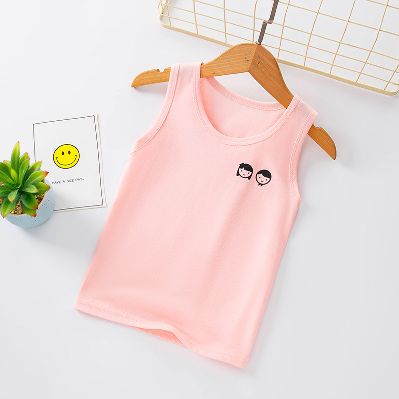 Picture of New Children's I-shaped Vest Cotton Casual Base Shirt Sweat-absorbent Solid Color Children's Multi-color Vest for Summer
