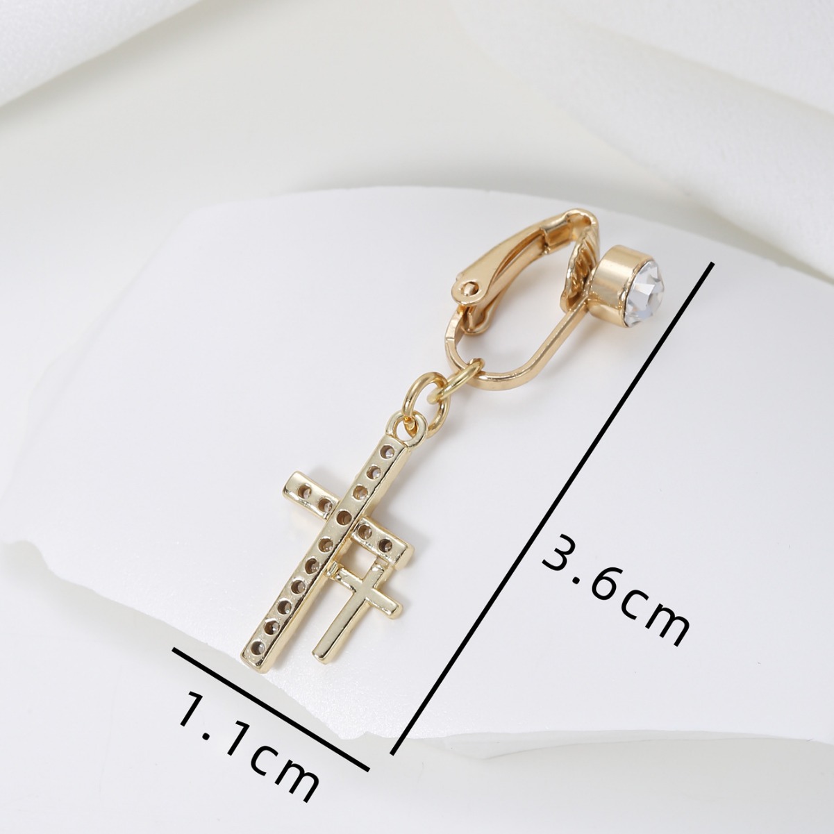 Picture of Cross-border Hot Sale European and American Personality Retro Cross Navel Clip Punch-free Inlay Zircon Design Navel Buckle Umbilical Ring