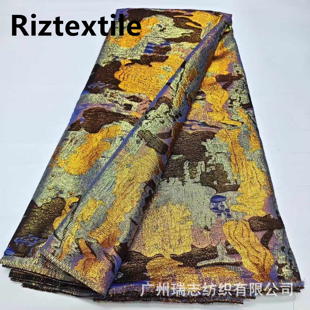 brocade fabric European and American gold and silver silk abstract oil painting wind jacquard fabric retro bronzing cheongsam fashion embroidery