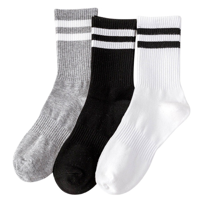Korean Style Black and White Stockings Couple's Striped Bar High Pad Socks Men and Women's Sports Socks Personalized Skateboard Fashionable Socks