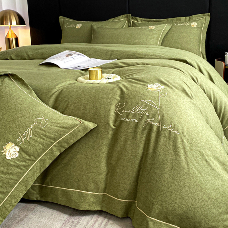 Picture of Light luxury embroidery thickened brushed bedding four-piece quilt cover quilt cover bed sheet three-piece fitted sheet factory wholesale