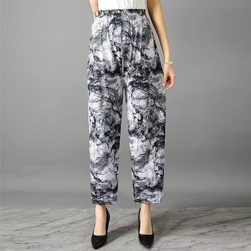 Picture of Cross-border Fashion Ink Butterfly National Style Casual Pants Women's New Chinese Style Loose Wide Leg Loose Summer New Ankle-length Pants