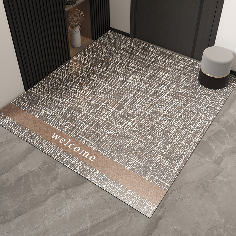 Modern Entrance Floor Mat Entrance Door Leather Foot Mat PVC Erasable and Wash-Free Household Entrance Carpet Can be Cut