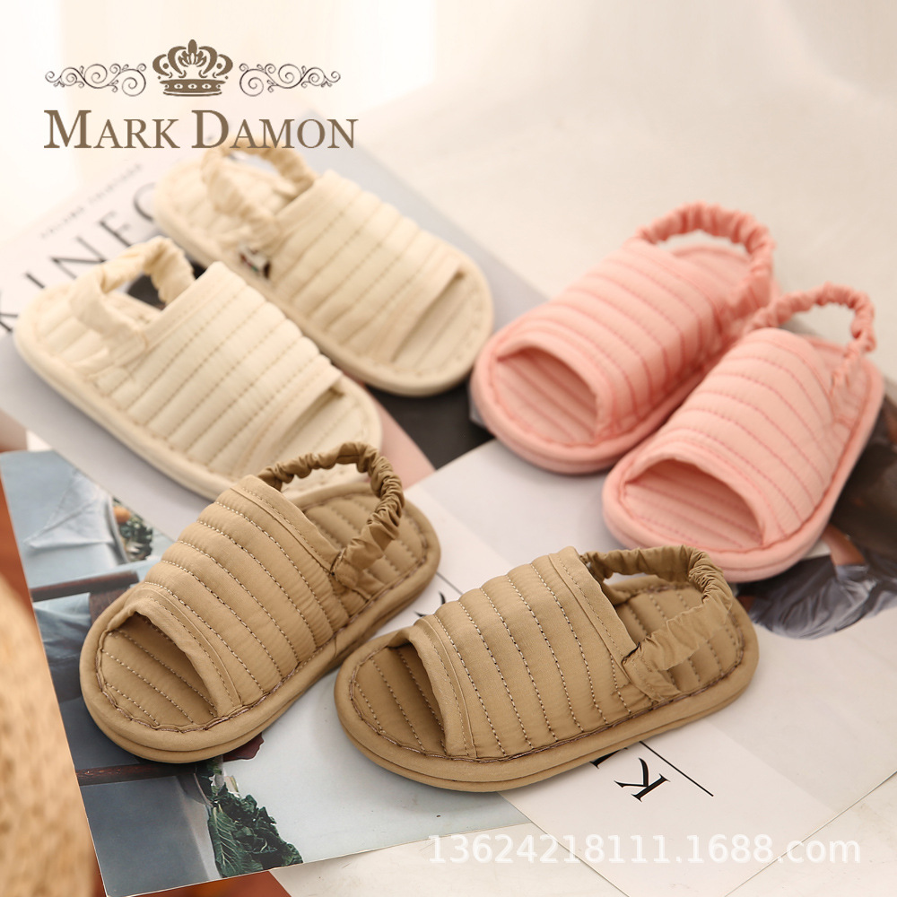 Pure Cotton Kidsren's Slippers 1-2-3 Years Old Home Indoor Summer Slippers Non-Slip Silent Soft Bottom Boys and Girls All Seasons