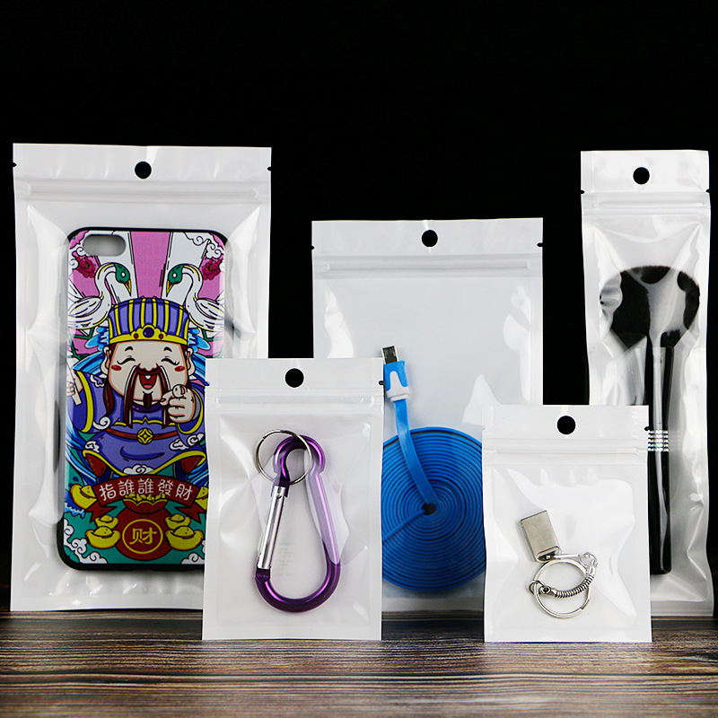 6*10 Pearlescent Film Yin and Yang Bone Bag Jewelry Sealed Pocket Earrings Ring Translucent Plastic Packaging Self-sealing Bag