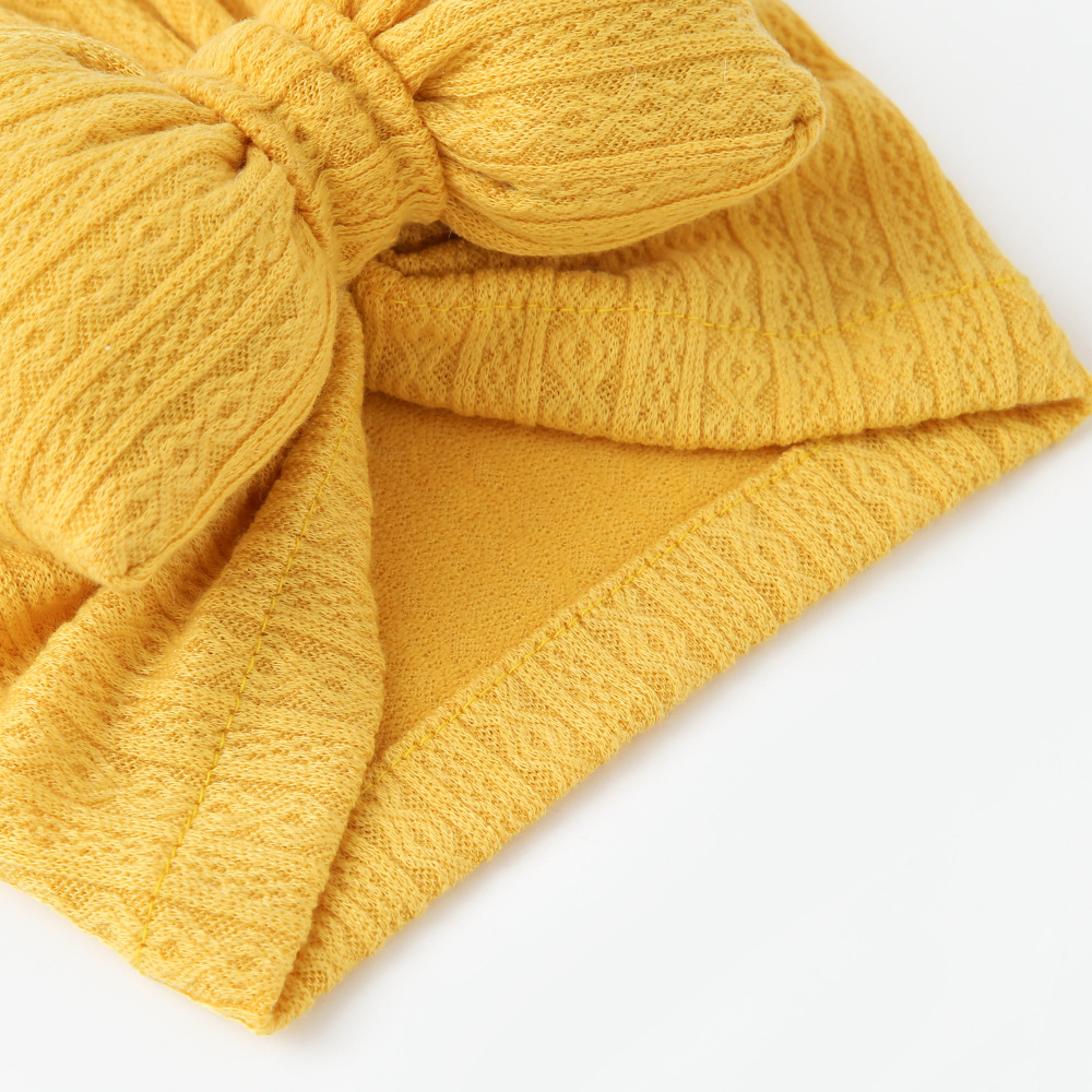 Picture of European and American New Baby Knitted Cotton-Filled Large Bow Kidsren's Pullover Hat Boat Hat Baby Turban Hat Ins Cross-Border