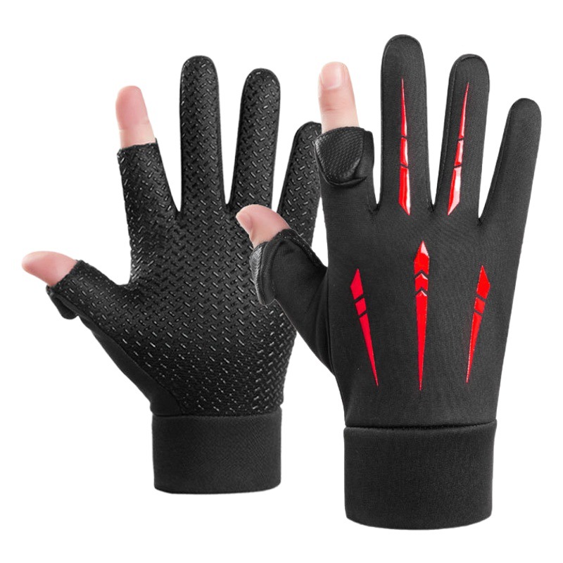 Winter fleece-lined warm windproof waterproof cold-proof touch screen full finger outdoor riding gloves driving takeaway motorcycle wholesale