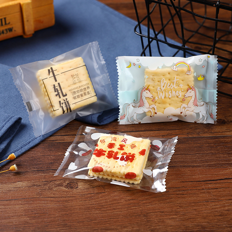 Baking packaging cow cake packaging bag snowflake crisp packaging bag handmade butter biscuit bag machine seal bag 100