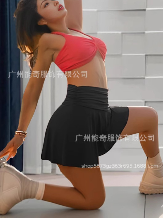 Cross-border 2024 New European and American Fashion Women's Summer Cute Elastic Waist Pleat Elastic Sports Mini Skirt