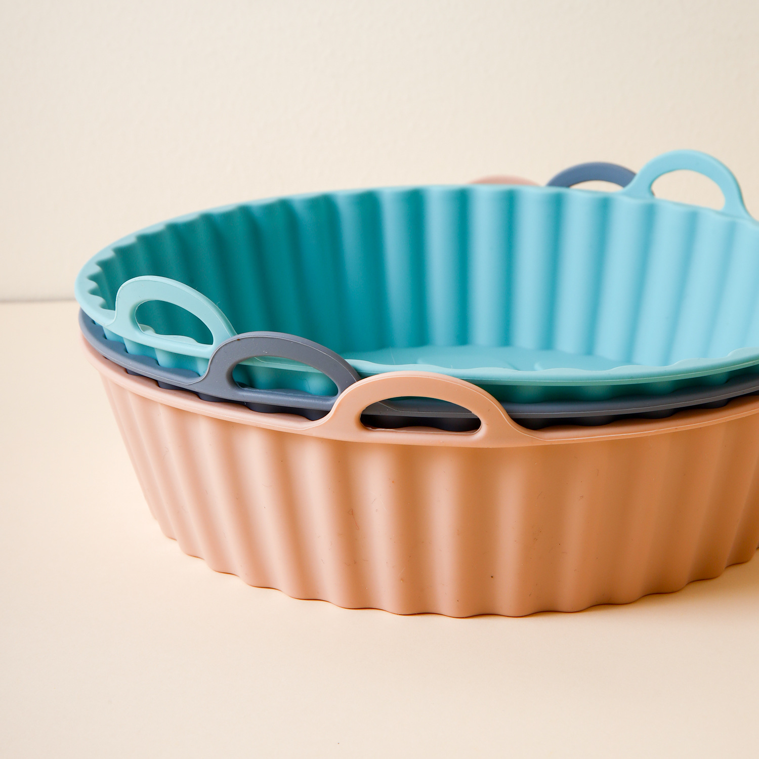 Picture of High temperature resistant folding silicone air fryer basket baking tray inner basket silicone pot air fryer