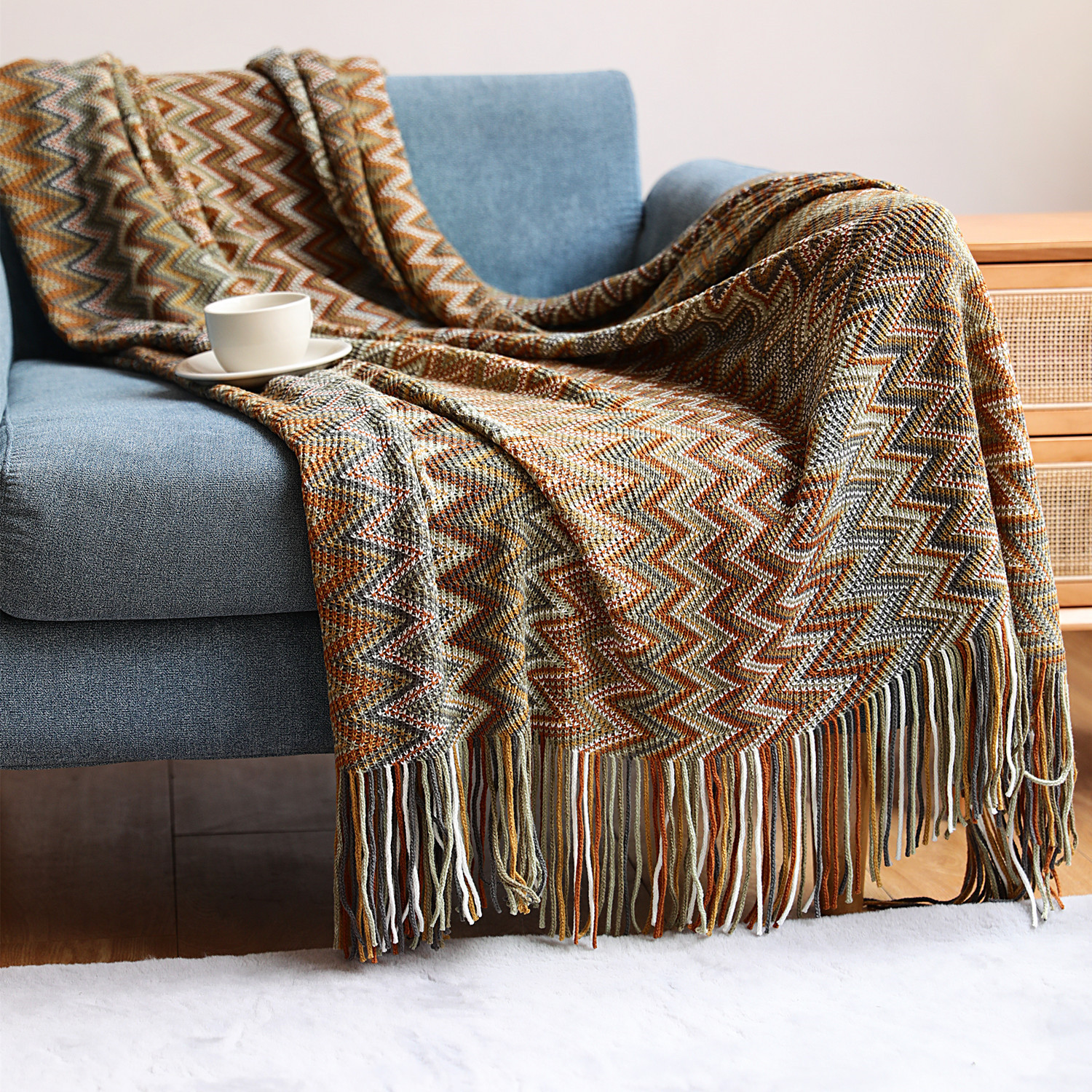 Picture of Bohemian Sofa Blanket Cover Blanket Blanket Summer Knitted Blanket Office Nap Blanket Air Conditioning Blanket Blanket