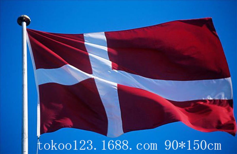 F918 digital printing wholesale 90 * 150cm 3 * 5ft Danish flag No. 4 polyester flag