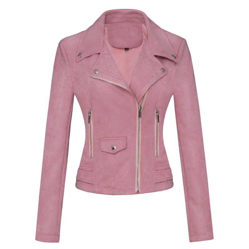 Picture of Cross-border exclusive for new European and American women's motorcycle coat women's leather short slim suede leather jacket women