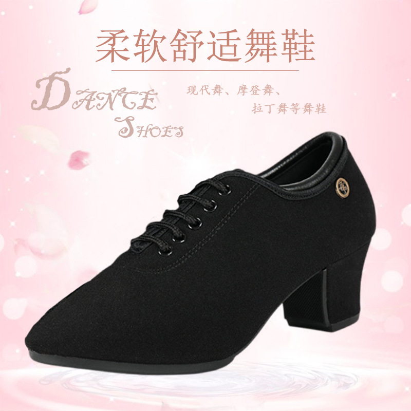 Modern Dance Shoes Black Soft Sole Teacher Shoes 2025 New Latin Dance Shoes Women Professional Adult Dance Shoes Wholesale