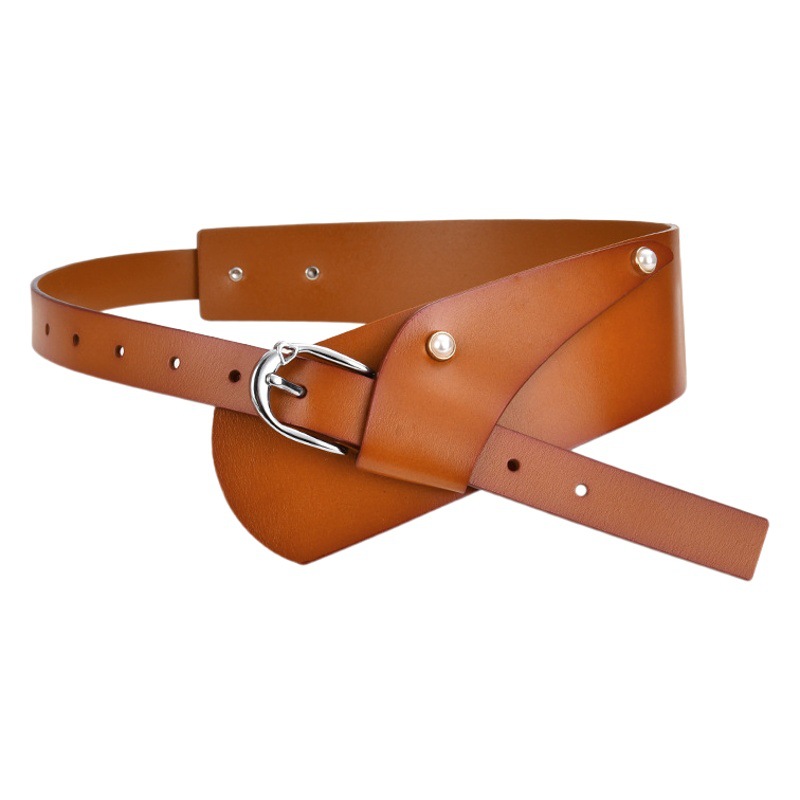 New Women's Belt Decoration Fashion Waist Matching Coat Skirt Waisted Leather Belt Oblique Wide Waist Seal