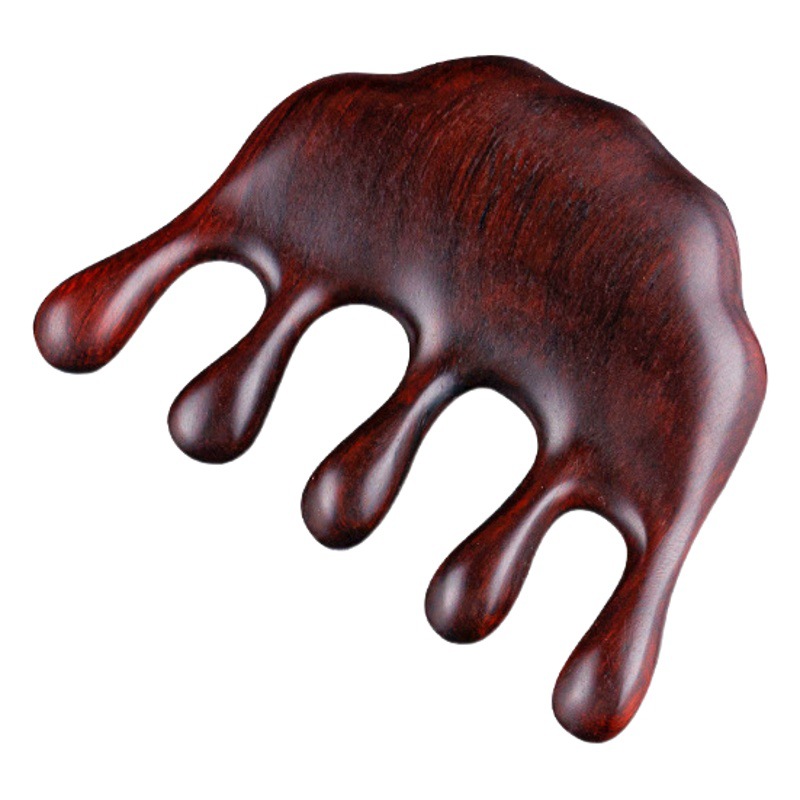 Massage Comb Rosewood Scalp Relaxation Meridian Combing Hair Face Portable Anti-static Green Sandalwood Five-tooth Comb