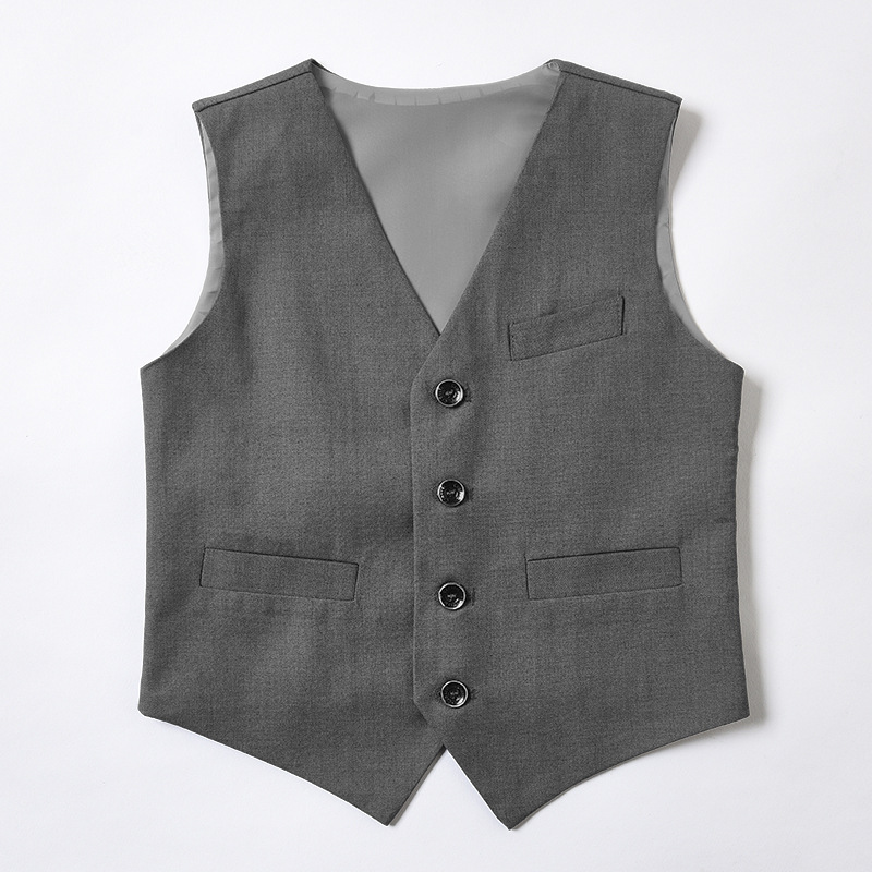 Picture of Children's black suit waistcoat boys flower girl dress performance clothing British fashion fan solid color vest a generation of hair