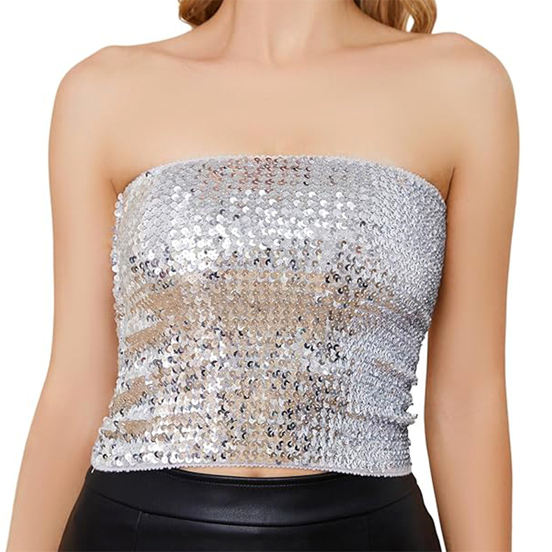 Picture of European and American sequins wrapped chest DS costume party performance tube top Amazon explosion top cross-border women's top