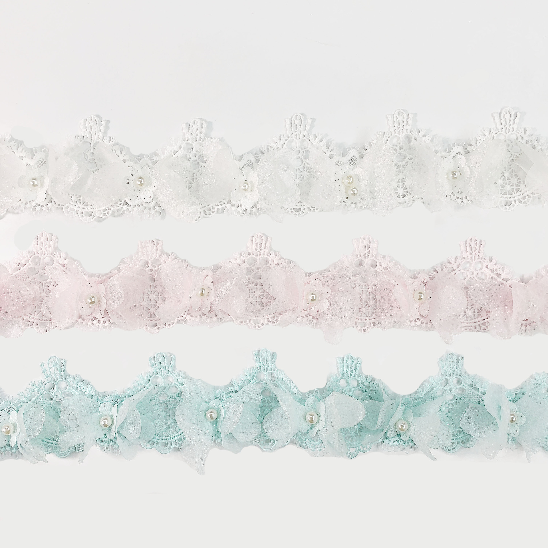 Good things to buy new lace nail chiffon three-dimensional flowers DIY clothing accessories butterfly fabric lace