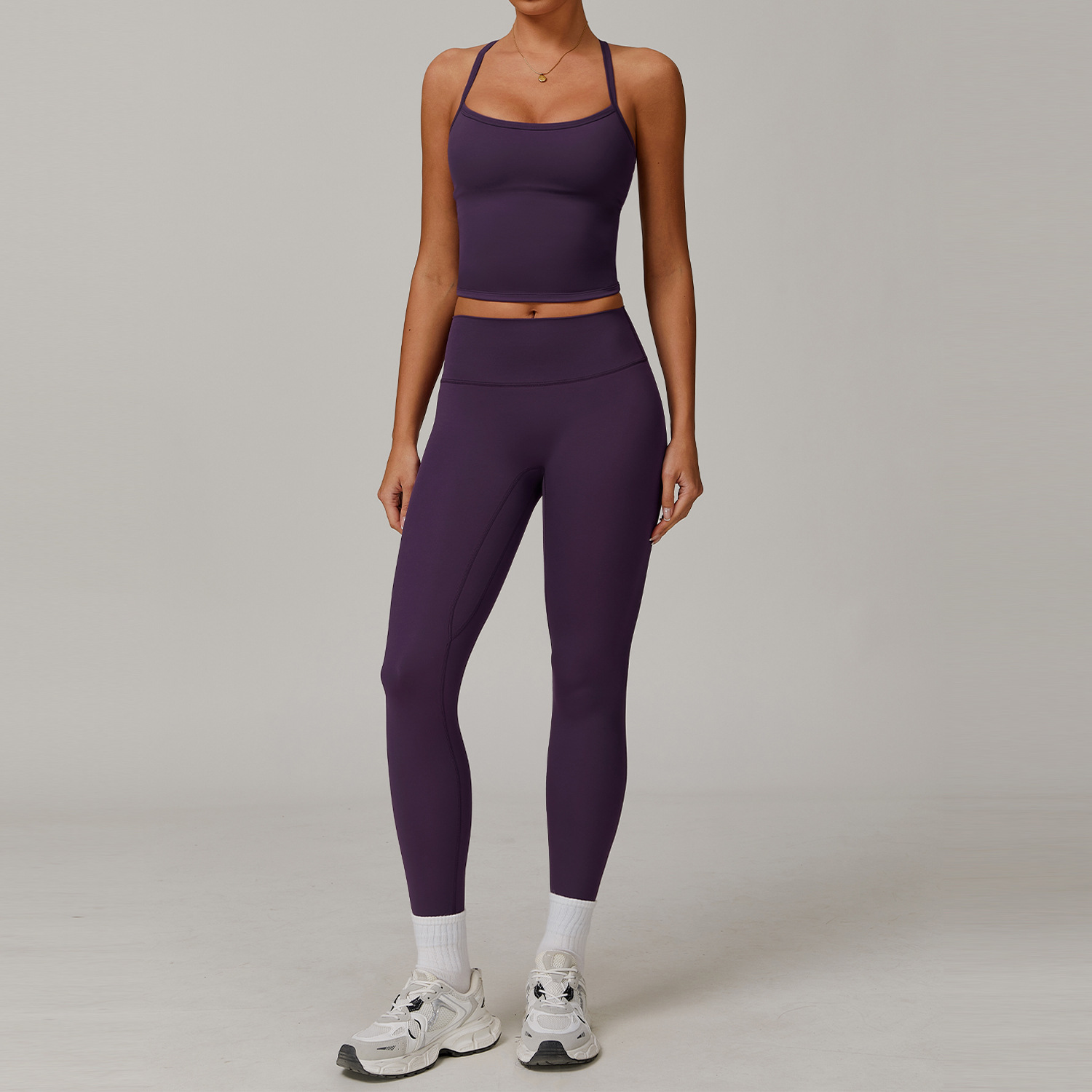 Picture of Zechuang European and American tight brushed yoga suit quick-drying workout clothes winter outdoor running sports suit female 8519