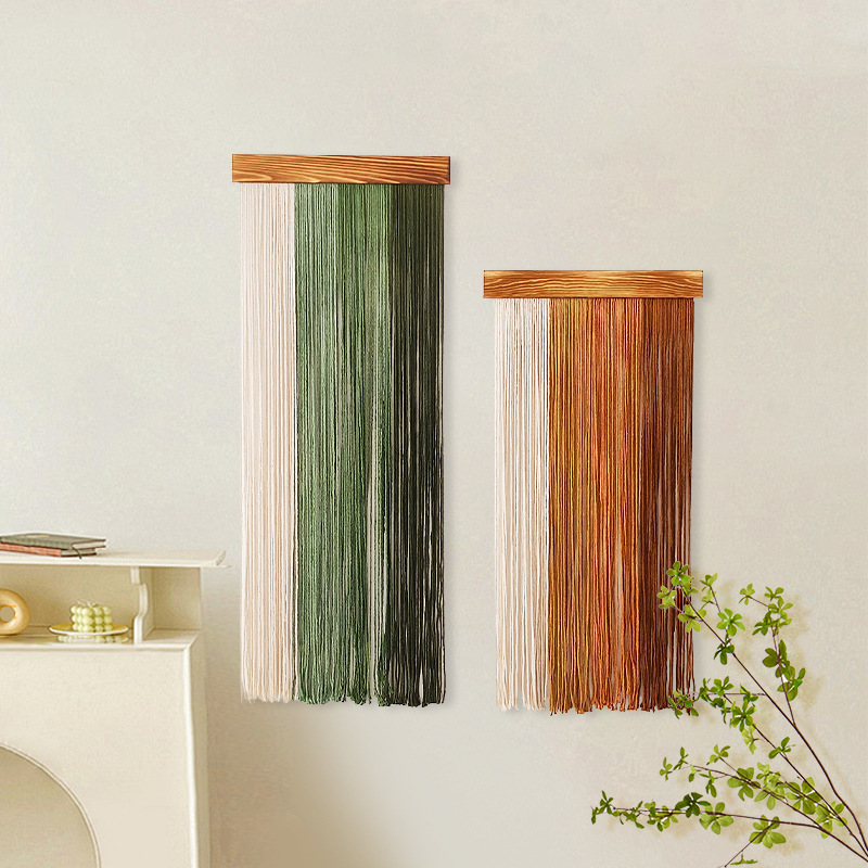 Picture of Cross-Border Tassel Woven Tapestry Bohemian Home Decoration B&B Wall Hanging Wooden Board Ins Style