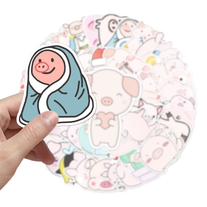 50 Pig Luggage Stickers Creative Trendy Graffiti Waterproof Suitcase Laptop Decorative Stickers
