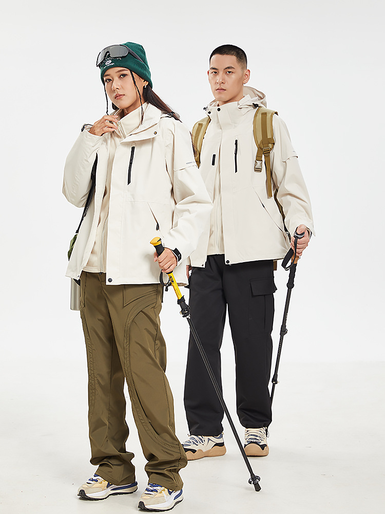 A Certain Brand's Same Style of Three-In-One Jacket for Women and Men, Suitable for Outdoor Camping, Windproof, Waterproof, and Customizable Workwear