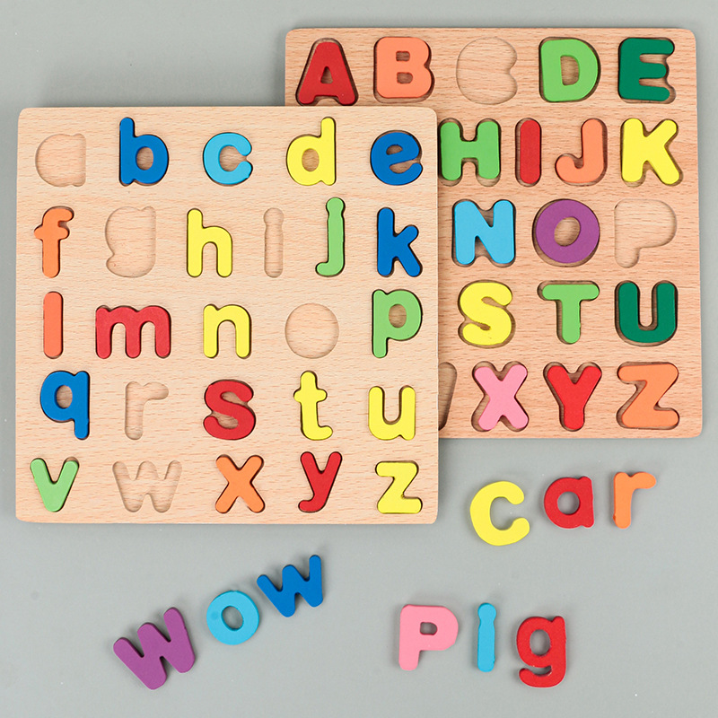 Picture of Wooden Kidsren's Number Board Letter Board Puzzle Puzzle Geometric Shape Matching Hand-grabbing Panel Early Education Educational Toys