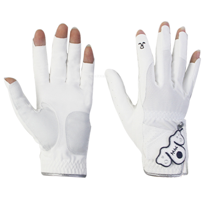 Picture of Women's Golf Gloves Palm PU Hand Back Mesh Fine Cloth Fabric Left Hand Local Nano Microfiber Reinforced