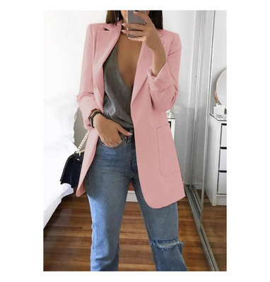 Picture of AliExpress WISH2024 New Spring and Autumn Explosions Women's Long Sleeve Solid Color Pocket Cardigan Small Suit Jacket