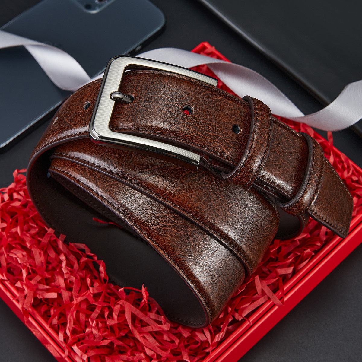 Picture of Paul Genuine Leather Cowhide Retro Belt Two-Color Small Pin Buckle Business Belt Casual Men's Trendyy Versatile Trouser Belt
