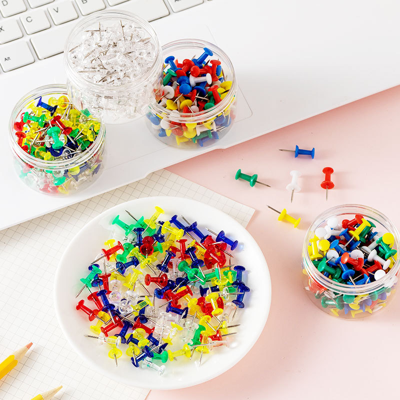Picture of Color painting drawing nail I-shaped nail press nail photo wall boxed Creative plastic cork nail 100 pieces/box