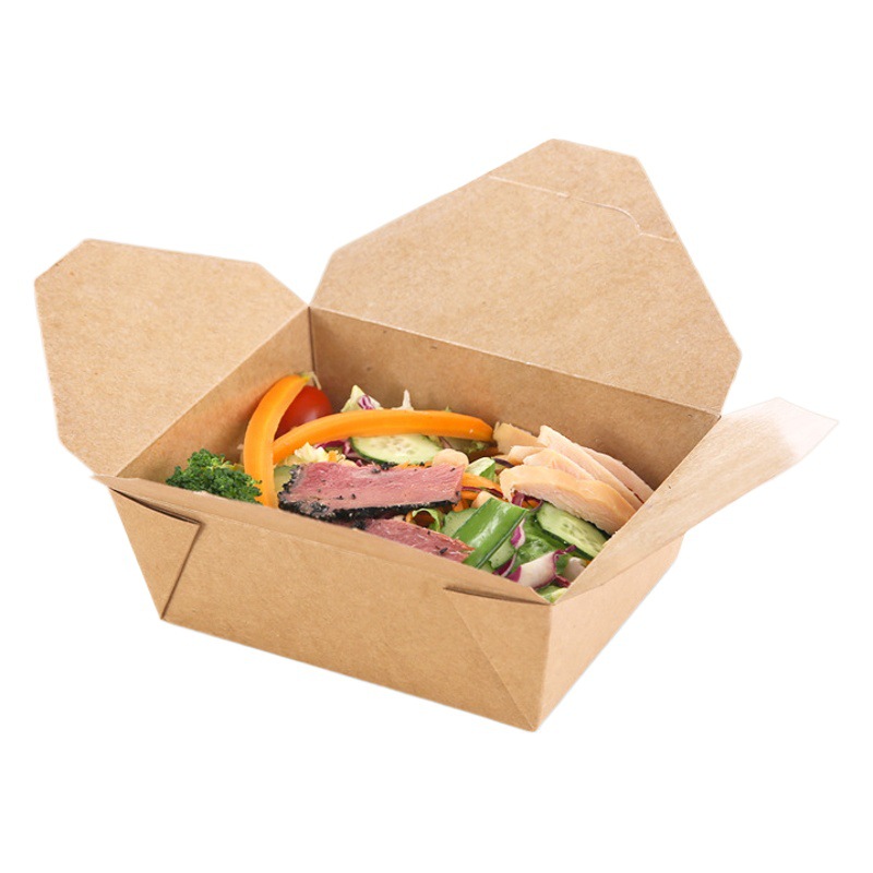 Disposable Kraft Paper Packing Box Rectangular Paper Meal Box Take-out Snack Box Fried Chicken Lunch Cover Lunch Box