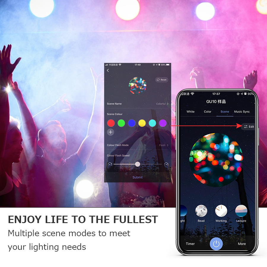 Picture of Graffiti WIFI Smart GU10 Lamp Cup RGCW Dimming Color Sound Control Spotlight Support Alexa Speaker Control