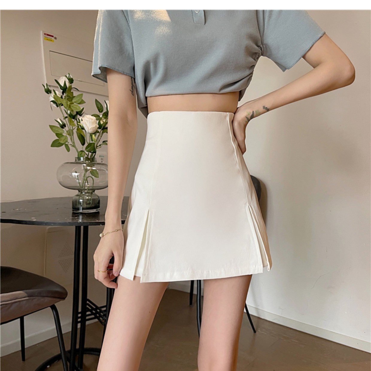 Picture of Women's Skirt for Summer 2023 New Korean Style High Waist plus size chubby girl Skirt Hip Skirt Slimming Split A- line Skirt