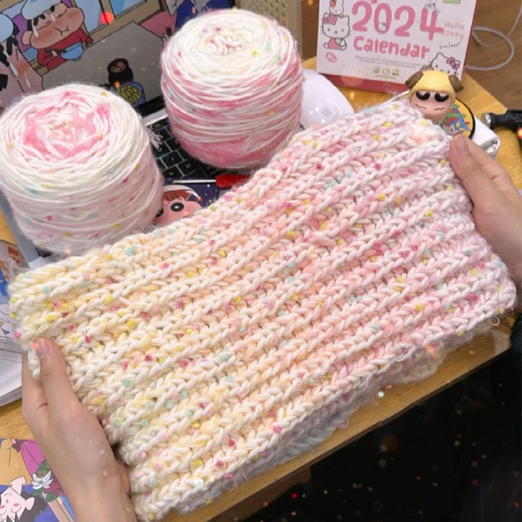 Hand mixed thread Skittles scarf wool handmade DIY gift knitting material bag knitting girlfriend hook to pass the time