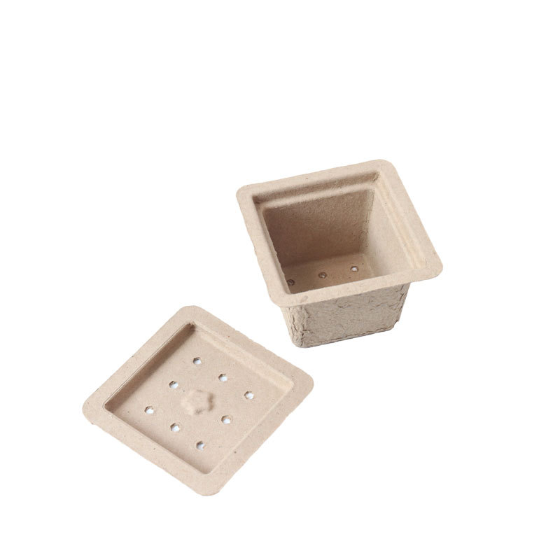 Biodegradable Pulp Seedling Cups, Vegetable Breeding Disposable Nutrient Pots, Plant Fiber Square Pulp Flower Pots, Paper Trays