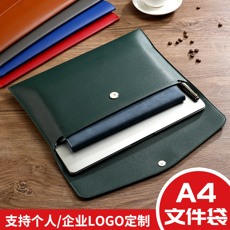 Leather File Bag Folder Contract Invoice File Bag School Office Supplies Friends Gift A4 Storage Bag Factory