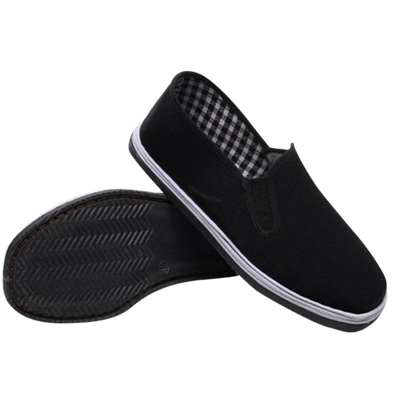 [Online Old Beijing Cloth Shoes Men] Strip Velvet Cloth Shoes Men's Grandpa Shoes Black Cloth Shoes Work Shoes Dad Handmade Cloth Shoes
