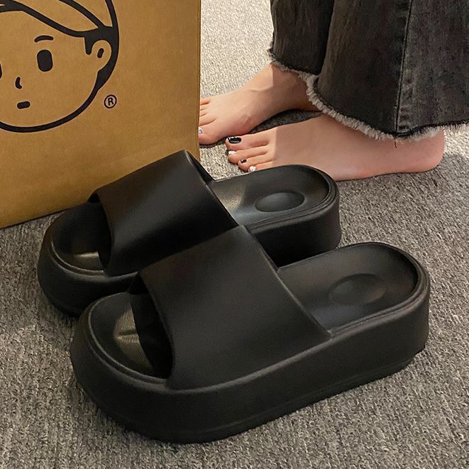 Ultra-Thick-Soled Slippers for Women, New Summer Outer Wear, Korean Style Fashionable Pure Color Versatile Eva Popular Casual Sandals
