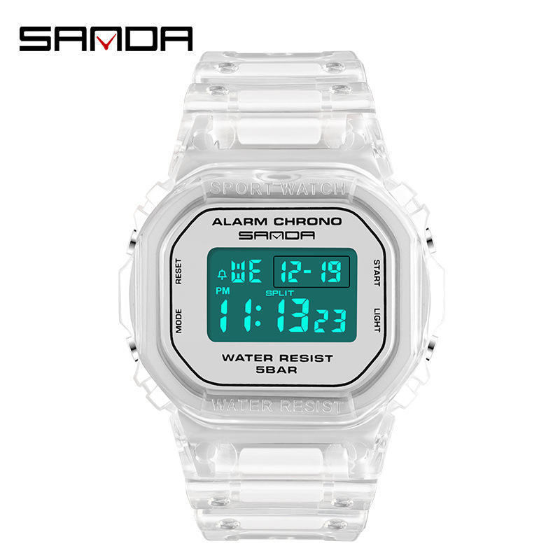 Picture of High-Quality, Popular Live-Streaming Item, Cross-Border Hit, Square Transparent Strap Electronic Watch, Multifunctional, Luminous, Waterproof