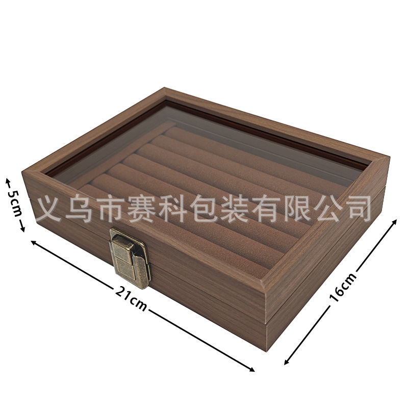 Picture of Retro Black Walnut Wooden small size Jewelry Storage Display Box Ring Jewelry Nail Art Sample Display