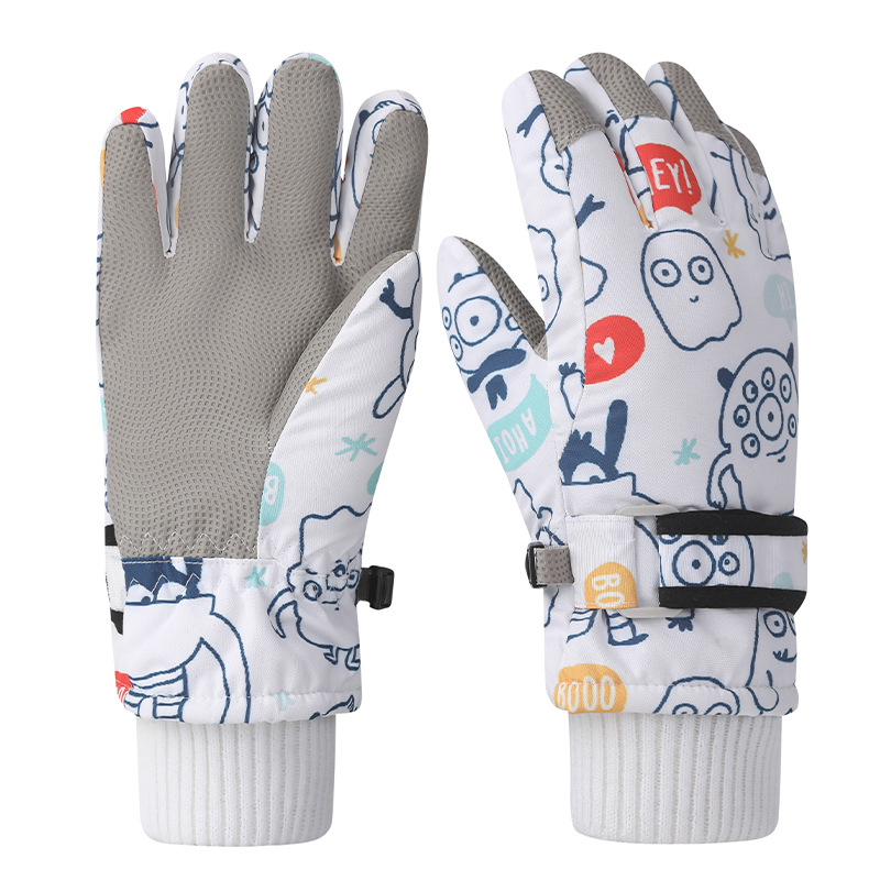 Picture of Children's ski gloves winter warm gloves for boys and girls 7-12 years old fleece-lined windproof waterproof children riding gloves