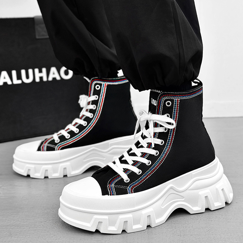 2025 New Style Shoes Thick-soled Men's Shoes Baotou Canvas Casual Sports High-top College Department Cross-border plus size Women's Shoes European Size