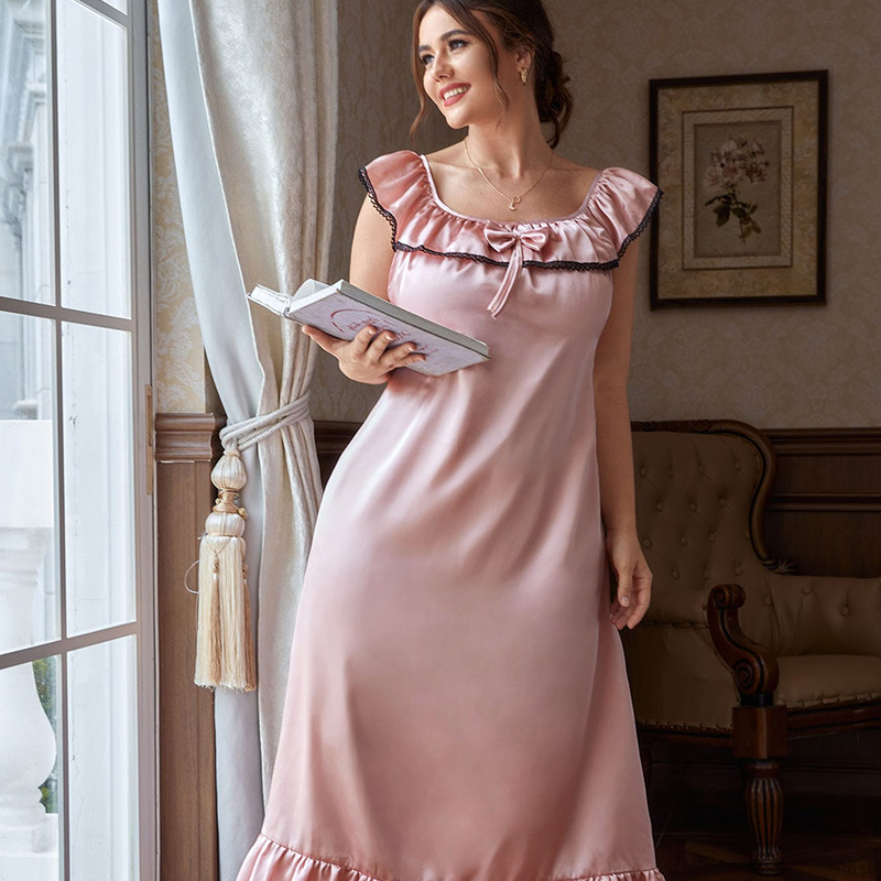 Denilyn Summer European and American Sexy Dress Plus Size Loose Casual Home Clothes Thin Home Nightdress for Women
